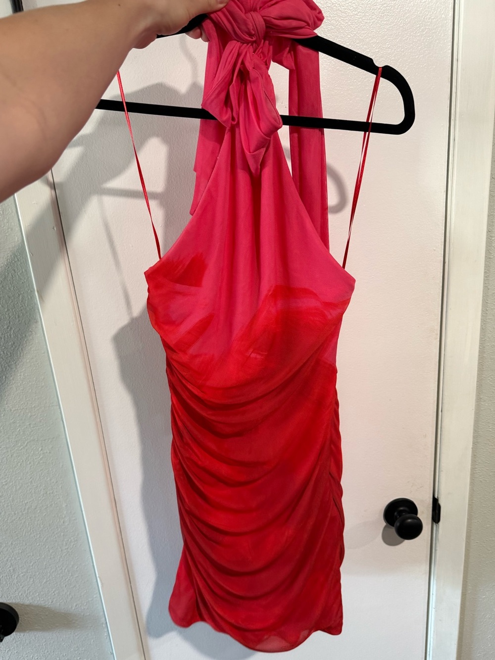 Zara Hot Pink Halter Ruched Mini Dress